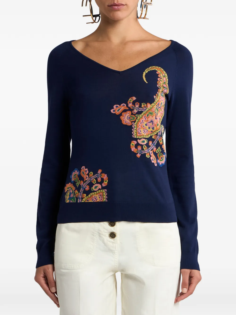 Etro Jacquard Inlay Top In Multi