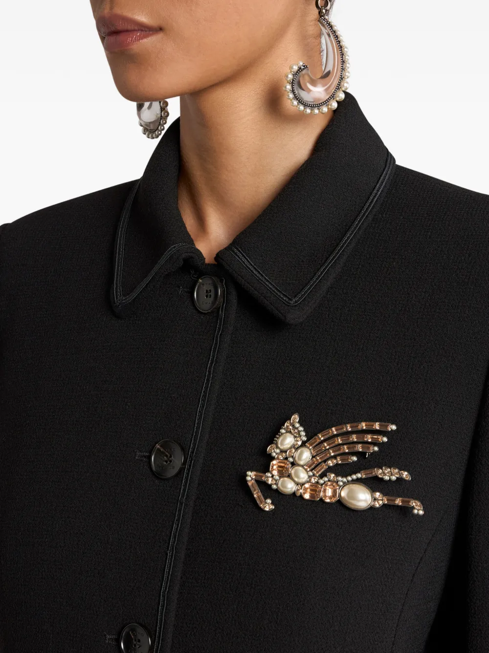 Etro Pegaso Pearls Brooch In Gold