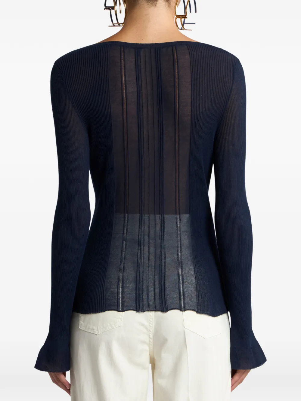  Etro See-through Jacquard Sweater - Blue 