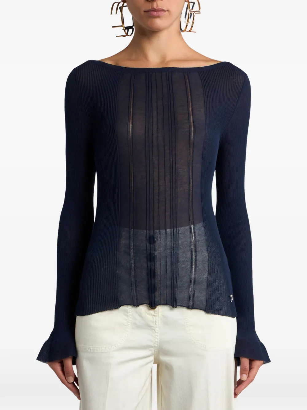  Etro See-through Jacquard Sweater - Blue 