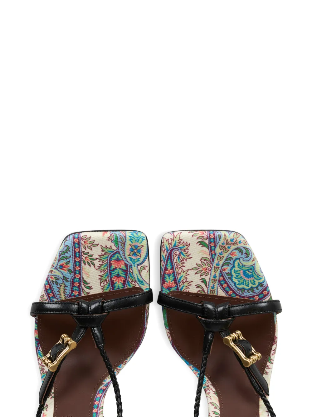 ETRO 90 mm leren sandalen met hoge hak Beige