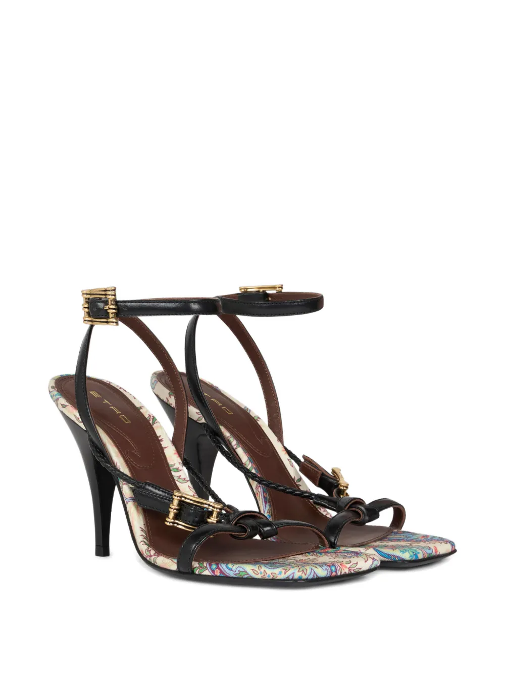 ETRO 90 mm leren sandalen met hoge hak Beige