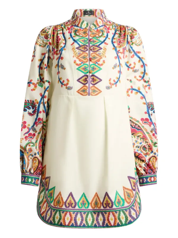 etro printed mini dress ETRO paisley-print Mini Dress | White
