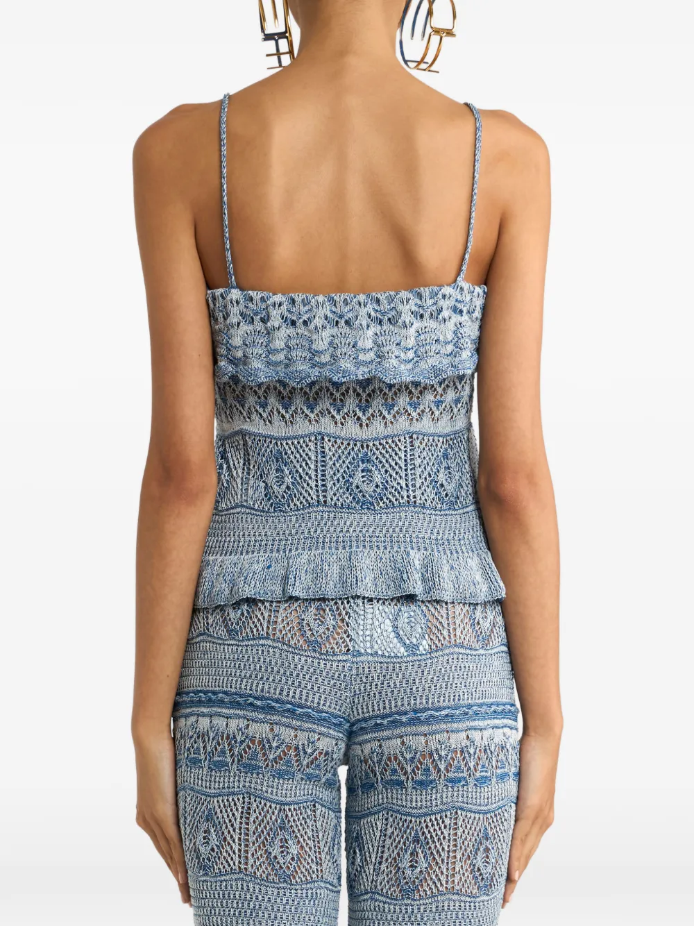 ETRO ruffled cotton top Blauw