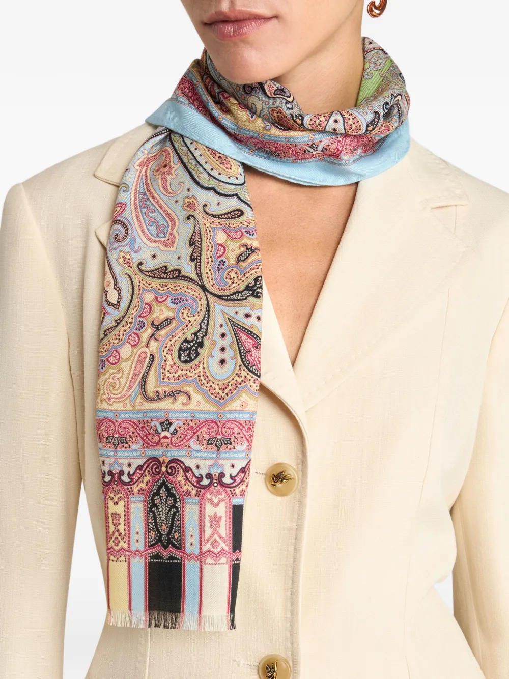  Etro Floral Scarf - Blue 