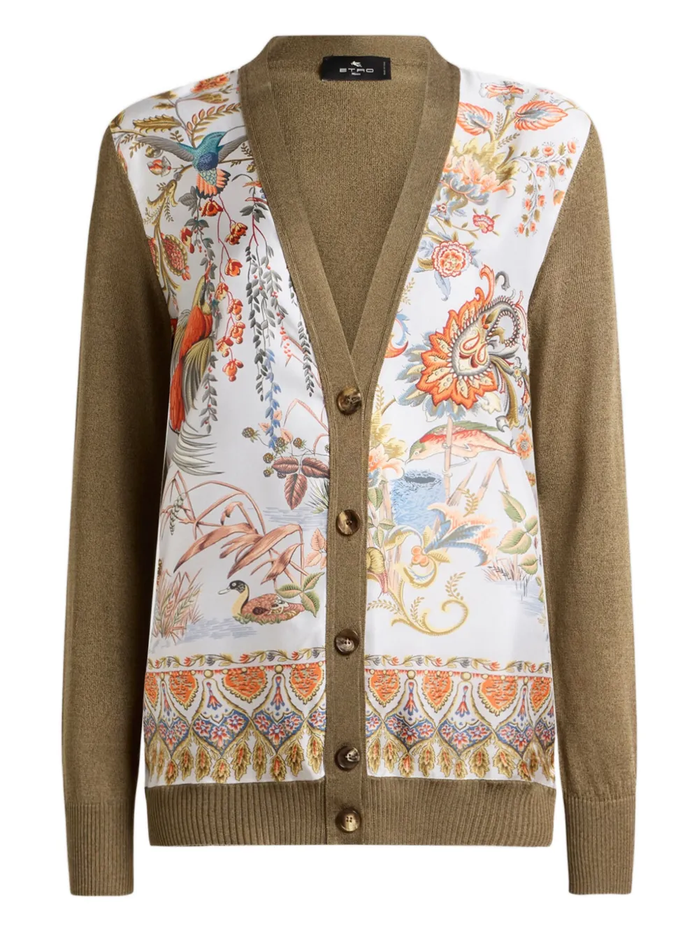 ETRO floral insert cardigan - Marrone