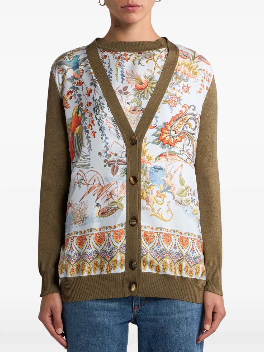  Etro Floral Insert Cardigan - Brown 