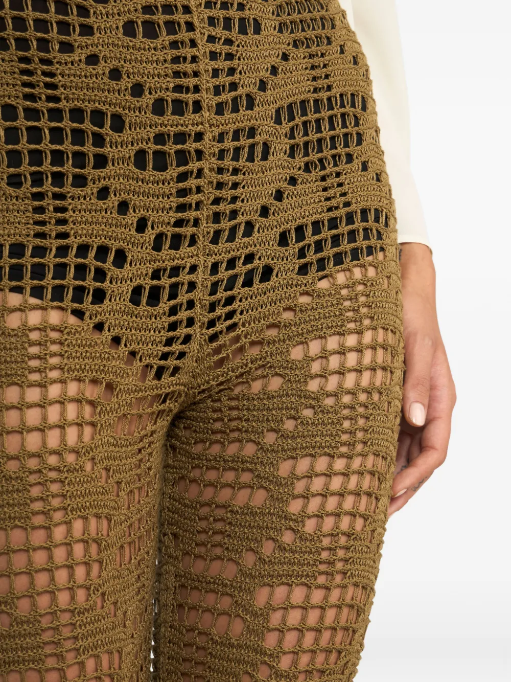 ETRO textured fringed trousers Groen