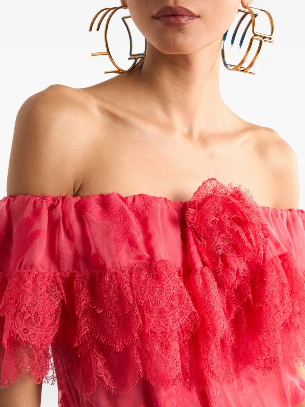 ETRO Maxi-jurk van zijdeblend met jacquard en paisley- en bloemen-patroon Rood