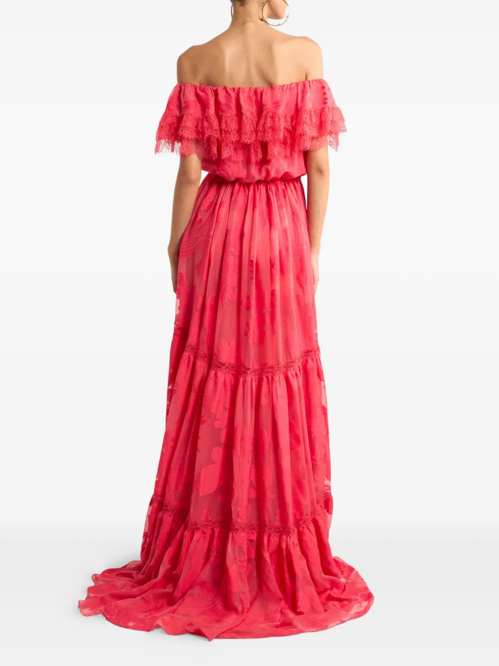ETRO Maxi-jurk van zijdeblend met jacquard en paisley- en bloemen-patroon Rood