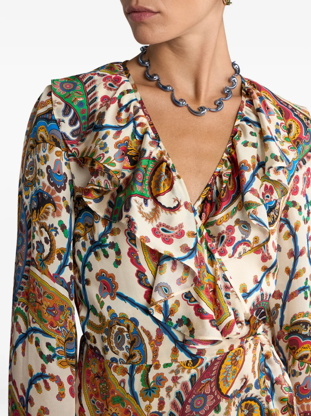 Etro Peau D'ange Ruffled Paisley-print Maxi Dress In Neutral