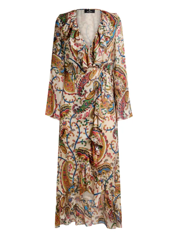 Etro Peau D'ange Ruffled Paisley-print Maxi Dress in Neutrals