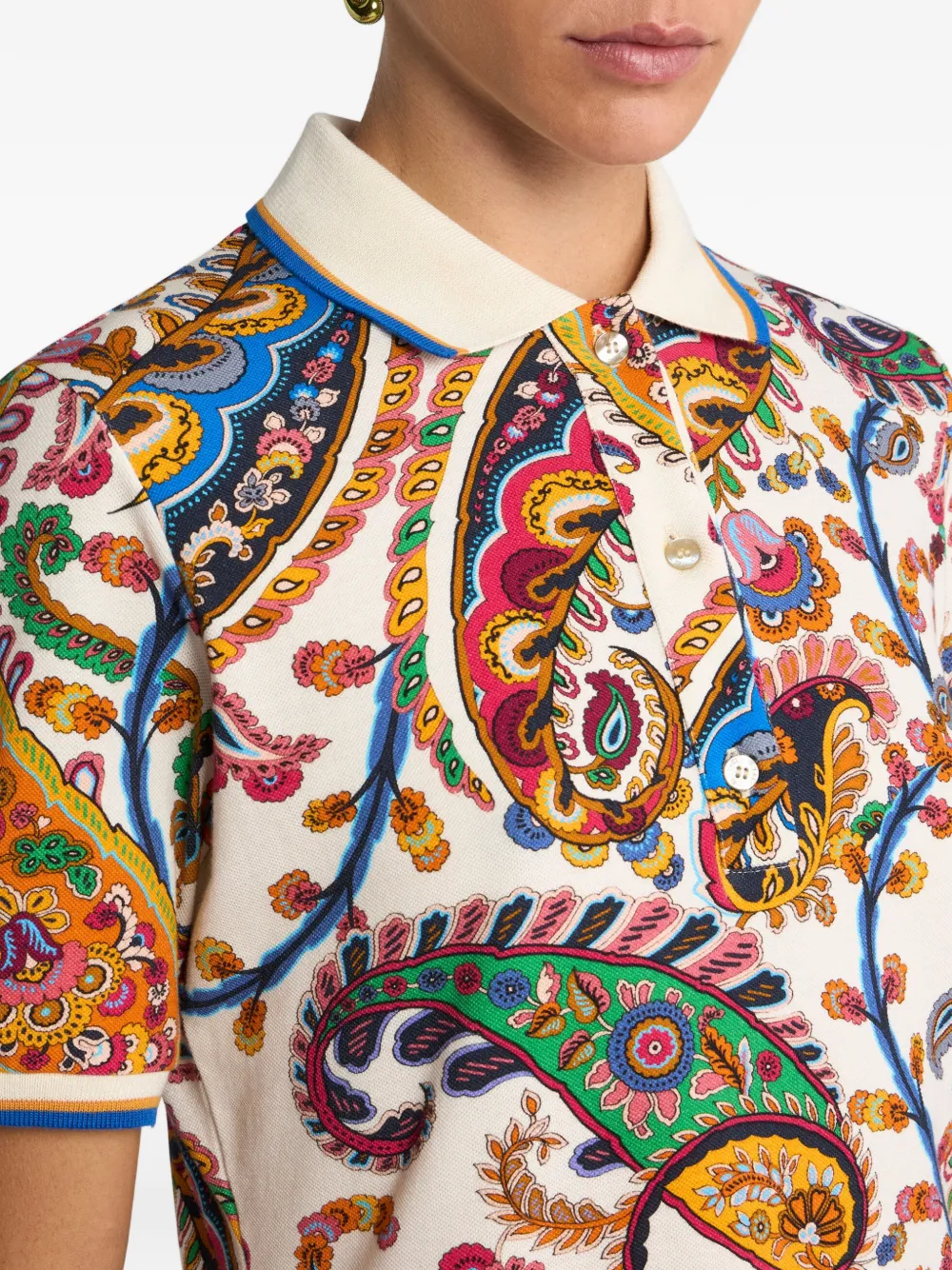 floral paisley polo top