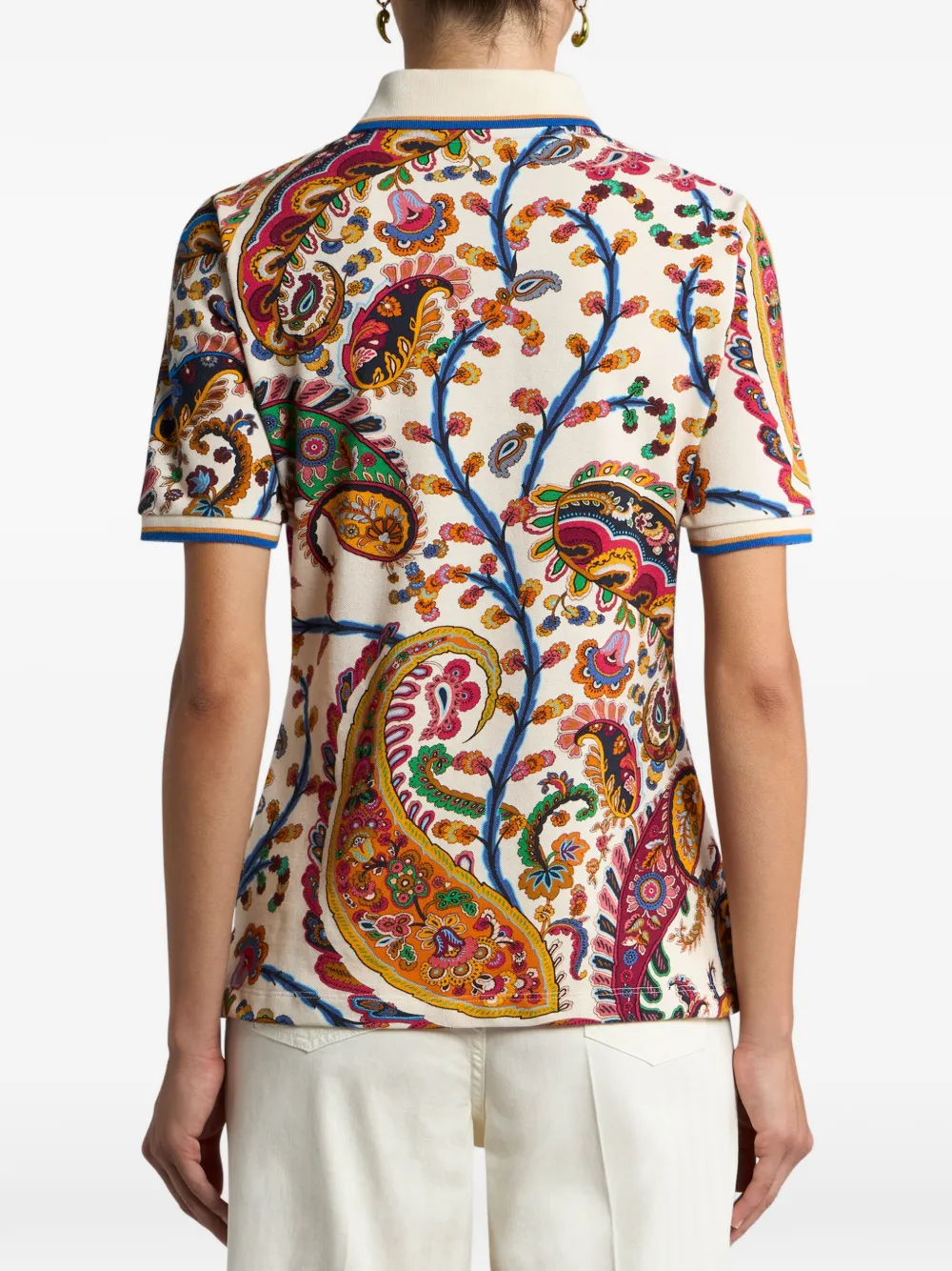  Etro Floral Paisley Polo Top - Neutrals 