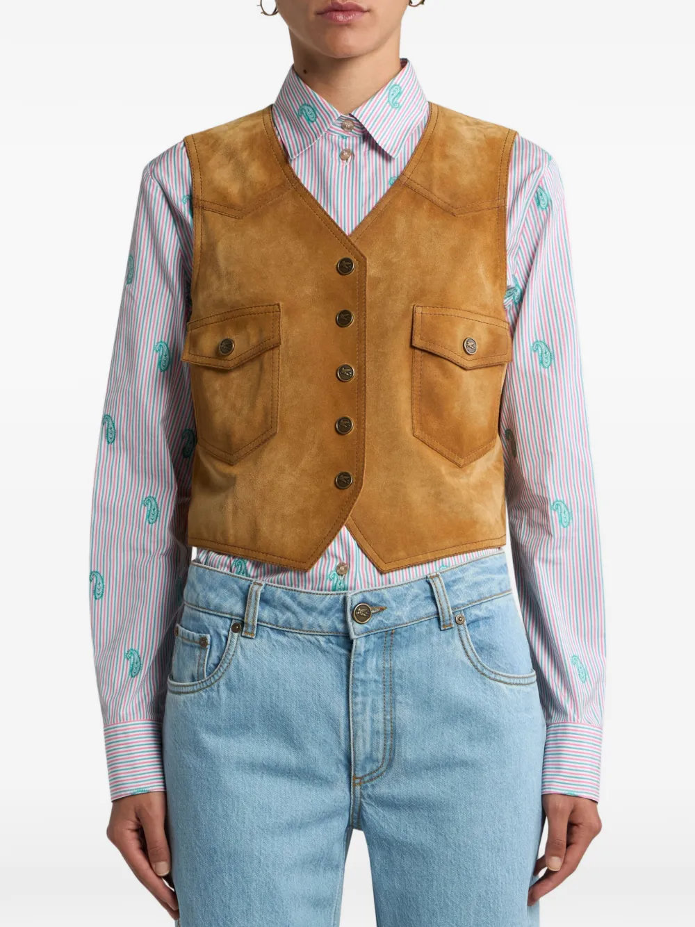 pocket suede waistcoat