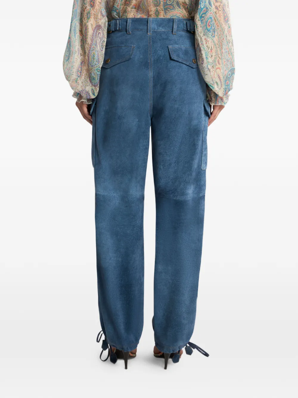 ETRO Broek met trekkoord en denim-effect Blauw