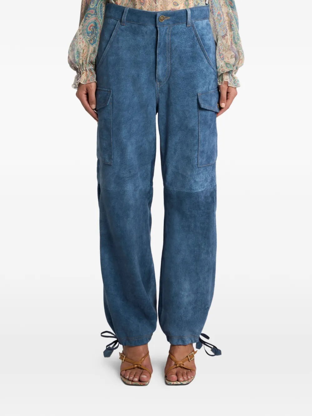 ETRO Broek met trekkoord en denim-effect - Blauw