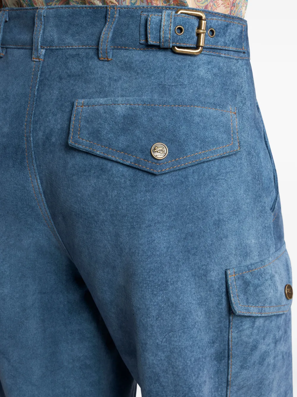 ETRO Broek met trekkoord en denim-effect Blauw