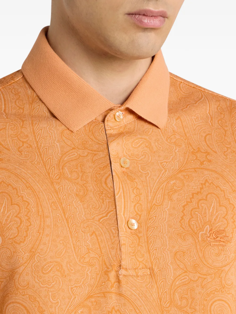 ETRO Katoenen poloshirt met Arnica-patroon Oranje