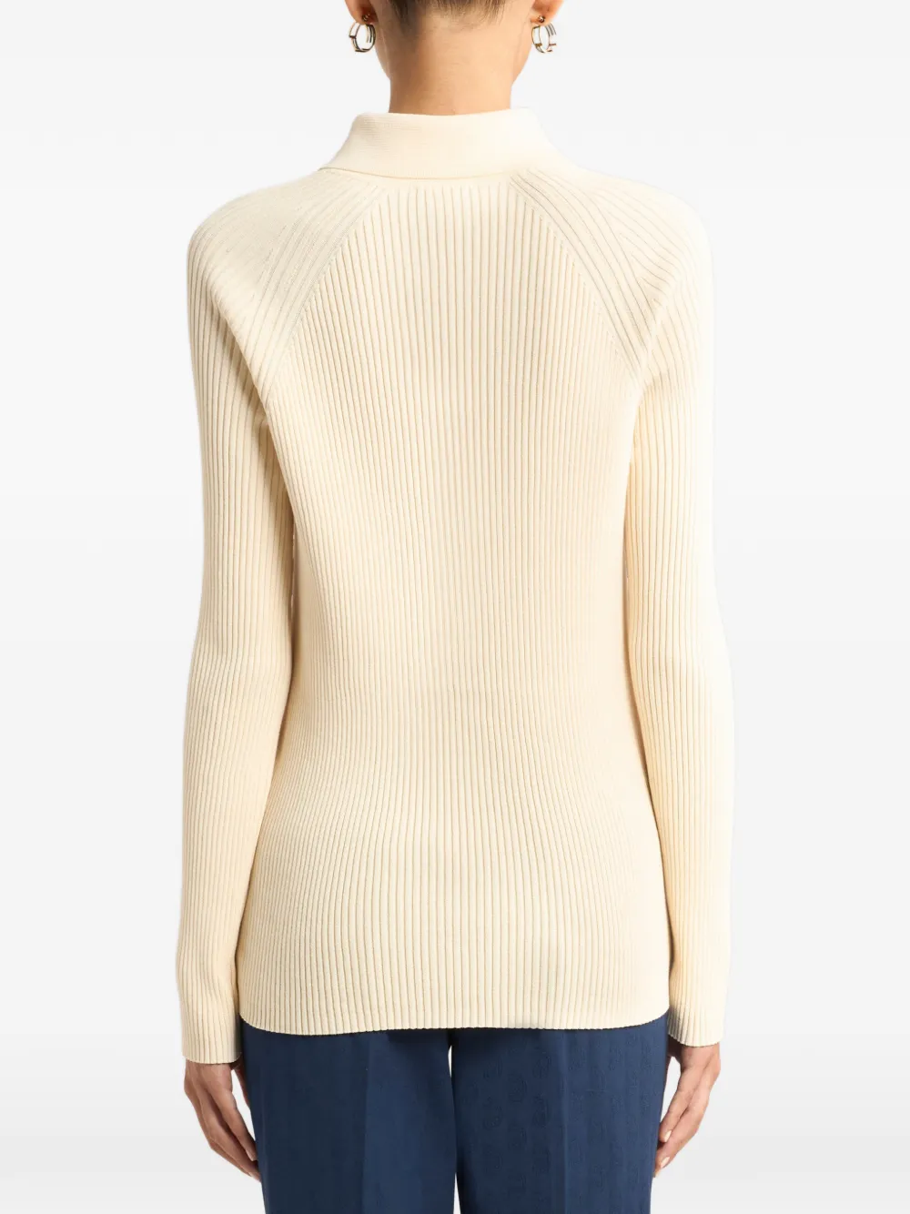 ETRO Gebreid katoenen polishirt met zijden inzetstuk Beige