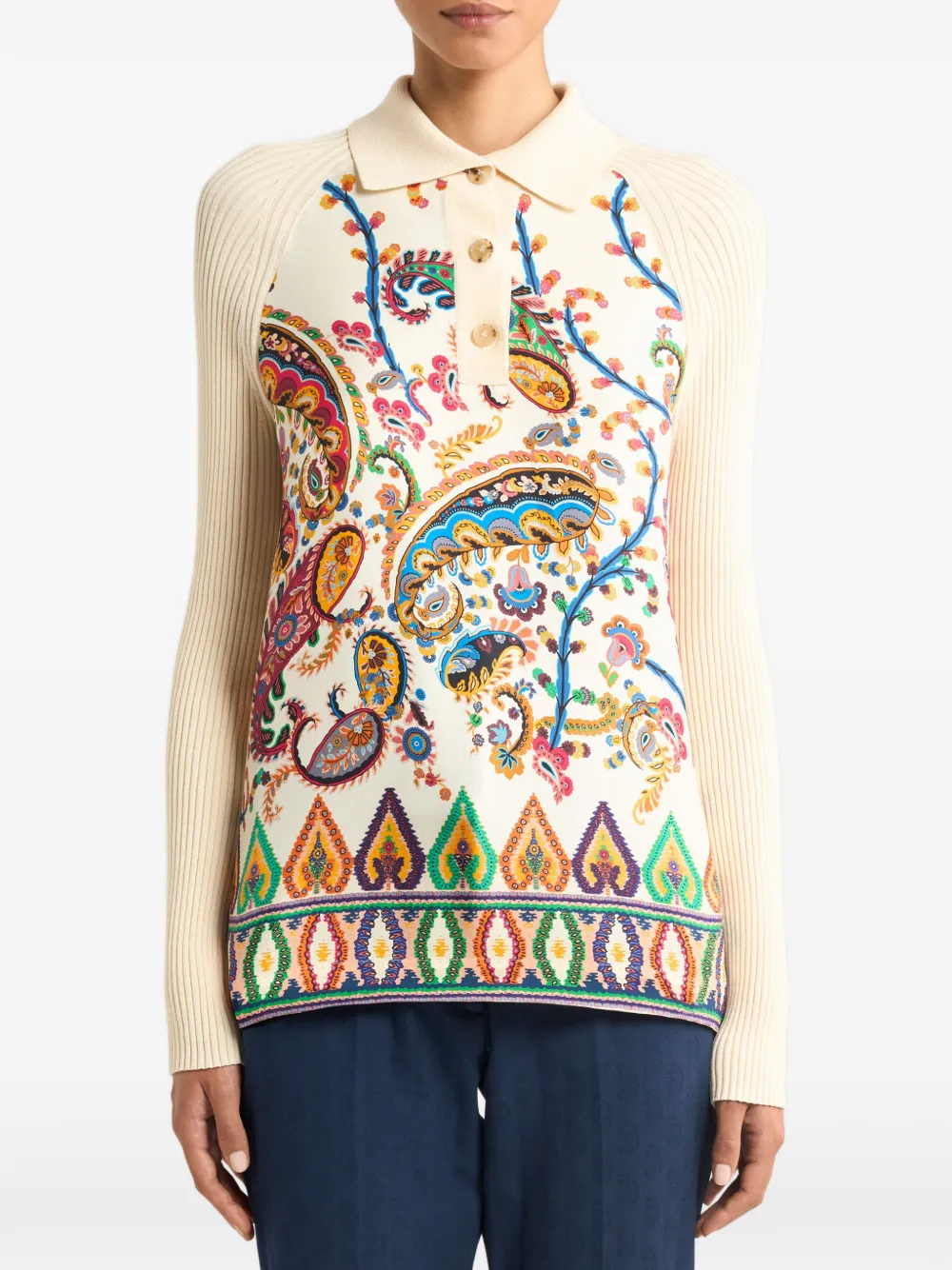 ETRO paisley-motif polo top - Beige
