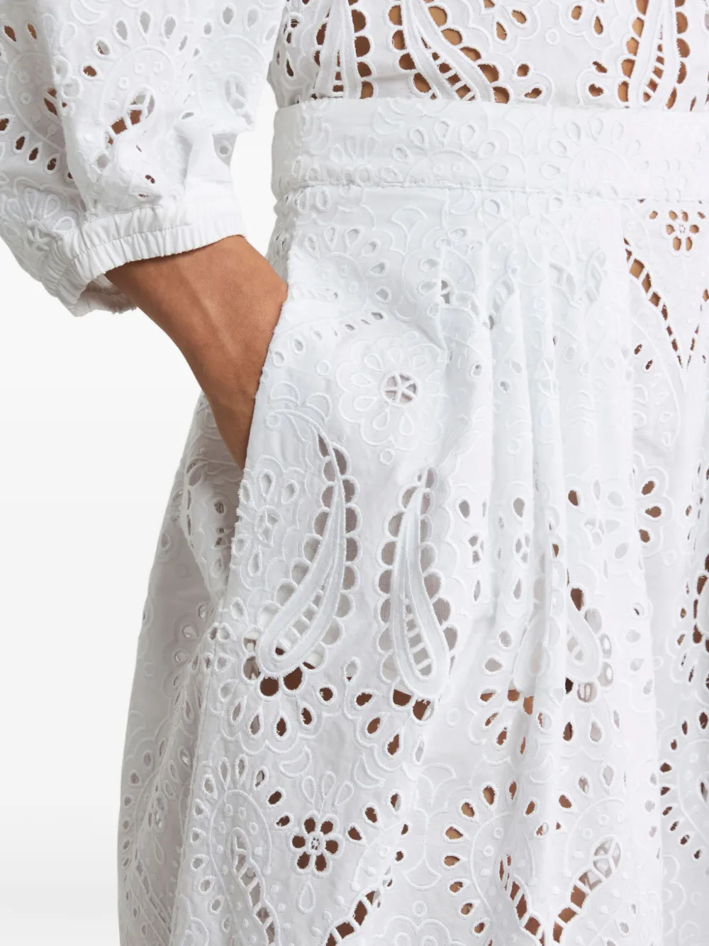 ETRO Broderie anglaise midi-rok Wit