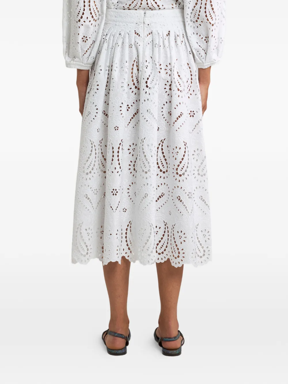 ETRO Broderie anglaise midi-rok Wit