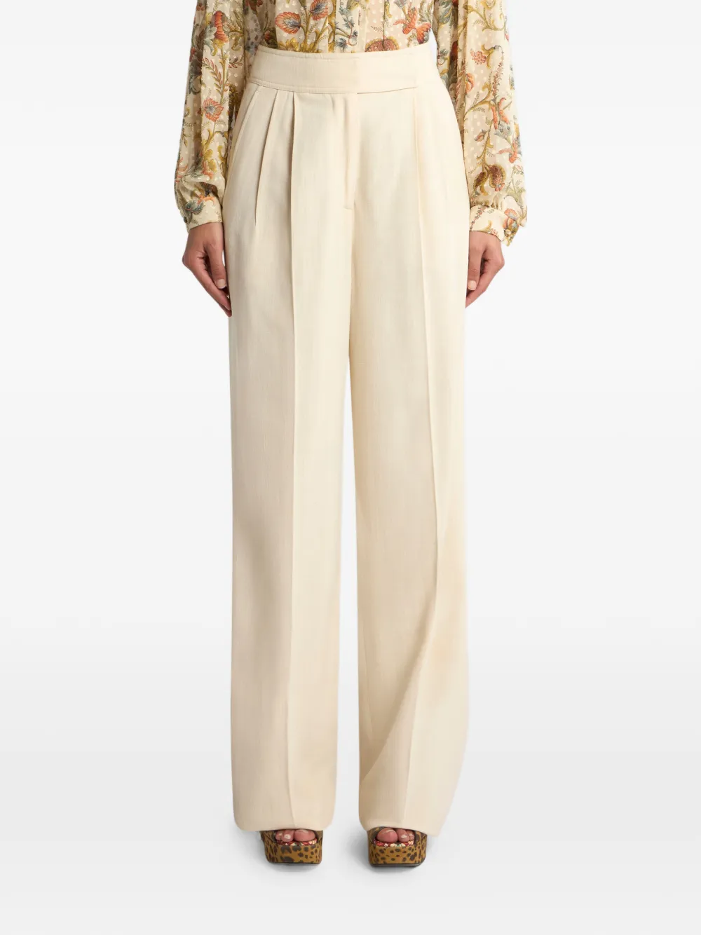 Etro Wide-leg Trousers With Pleats In Neutral