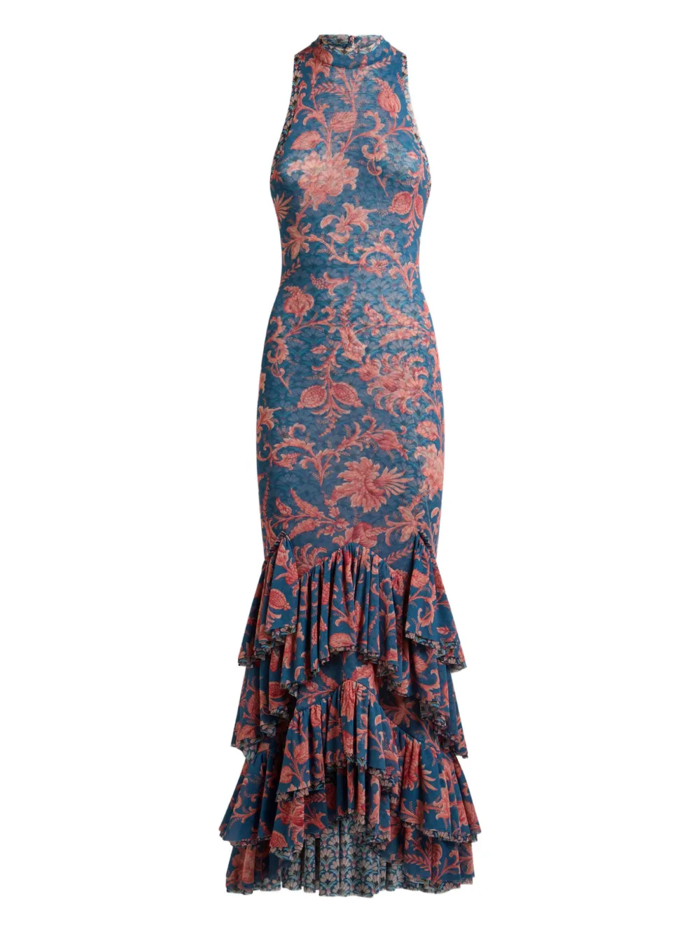 ETRO floral-print ruffled dress - Blu