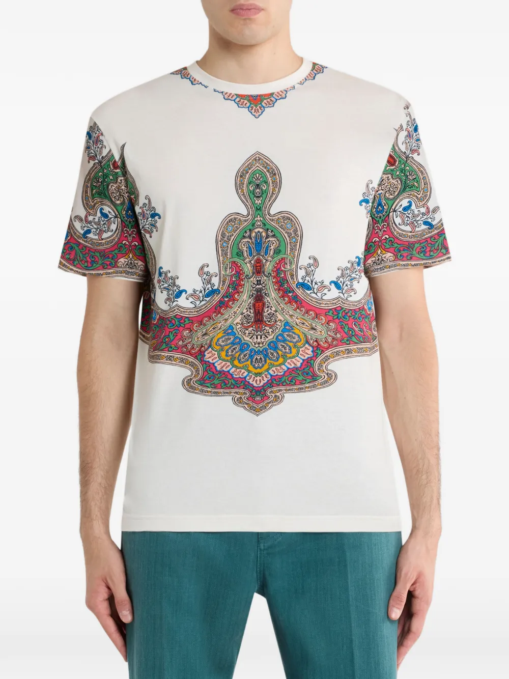 ETRO T-shirt met paisley-print Beige