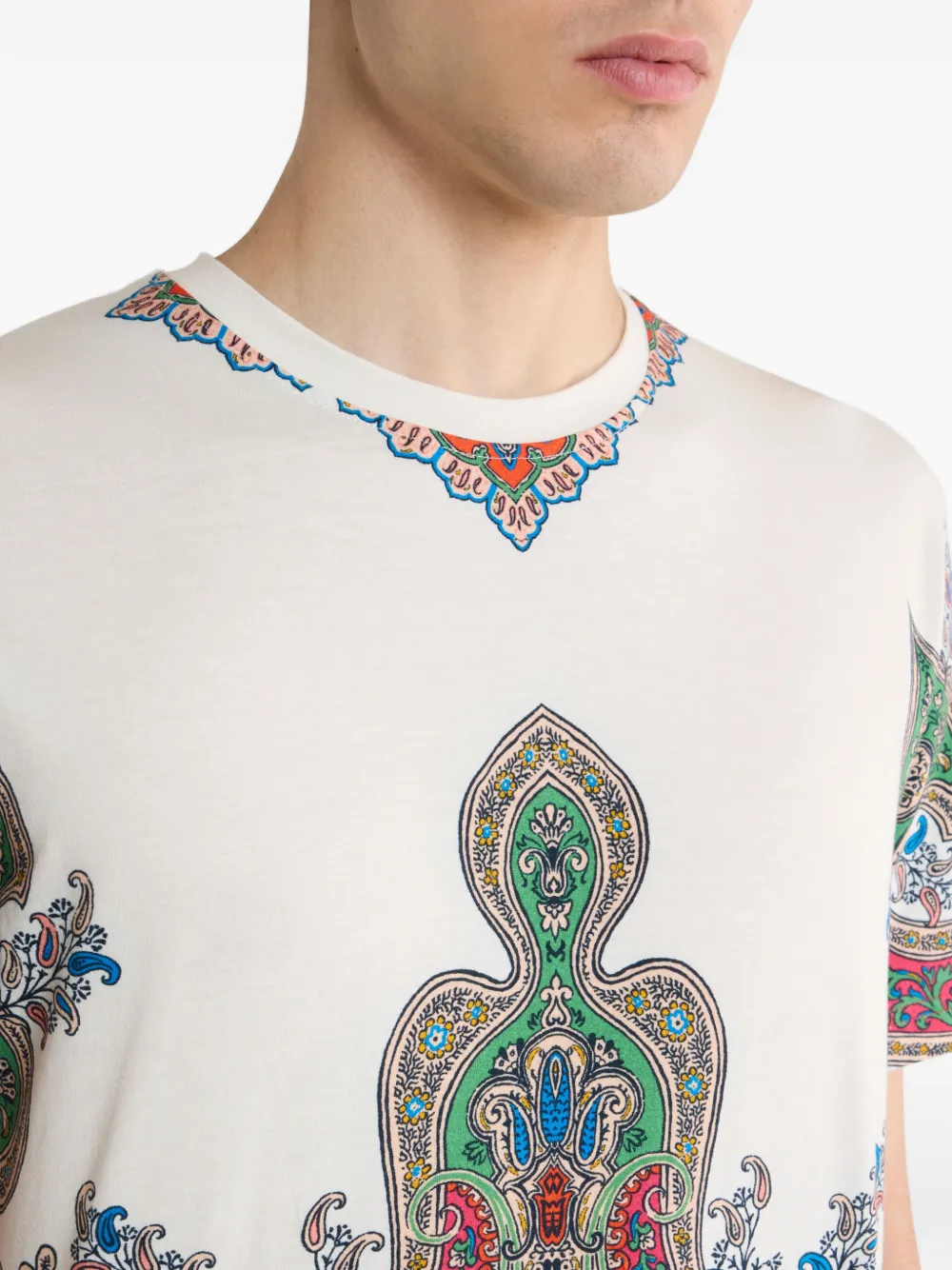 ETRO T-shirt met paisley-print Beige