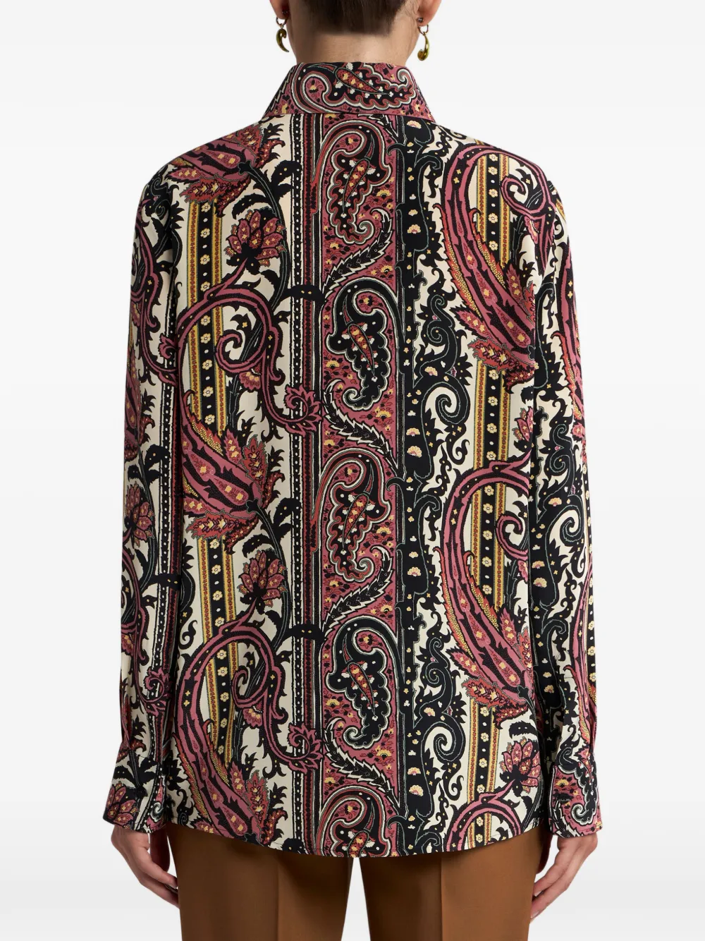 Etro Leafy Paisley-motif Silk Shirt In Red