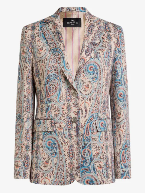 ETRO single-breasted cotton-blend jacquard jacket with Paisley foliage motif