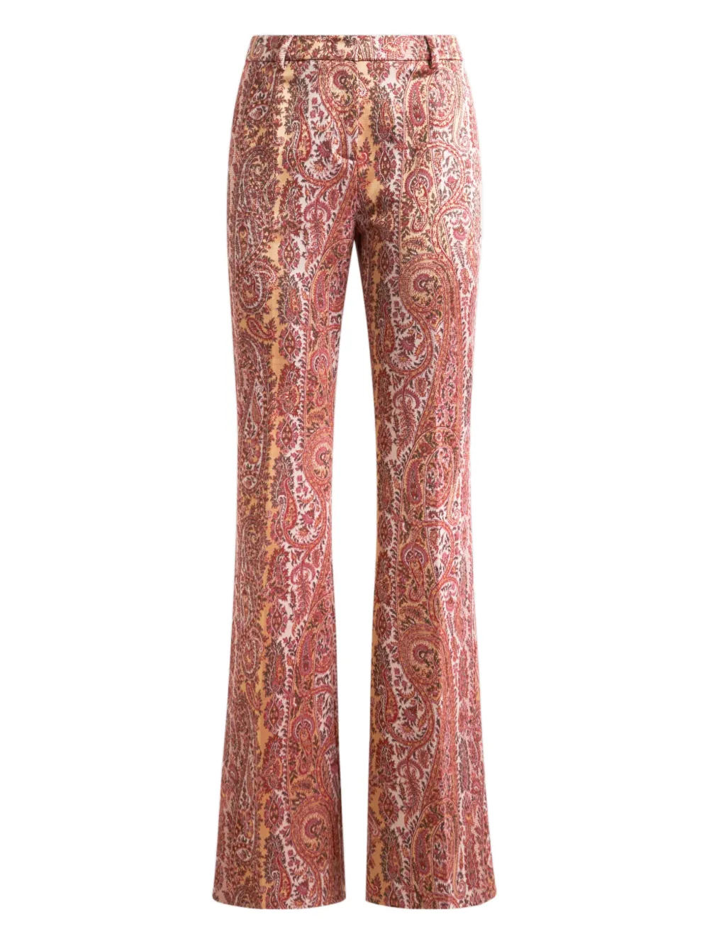 ETRO flared jacquard paisley-foliage trousers - Rosso