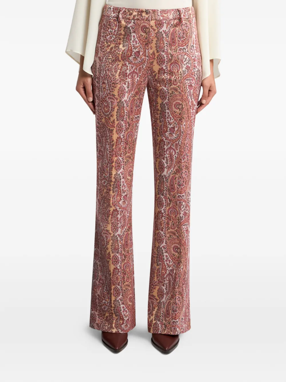ETRO Flared broek met paisley-print jacquard Rood