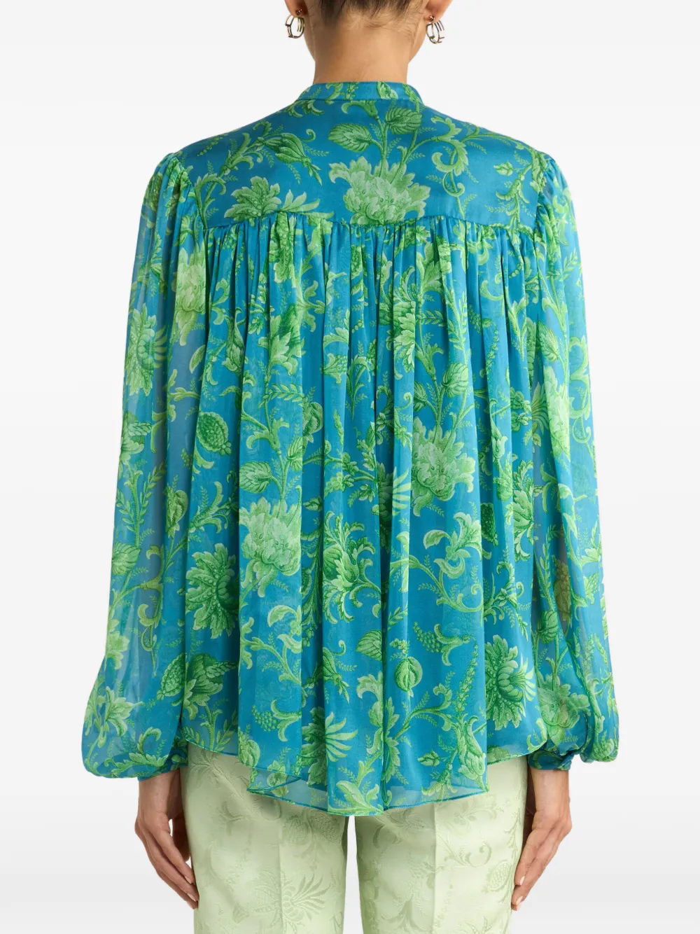 ETRO Gesmockte top met bloemen Blauw