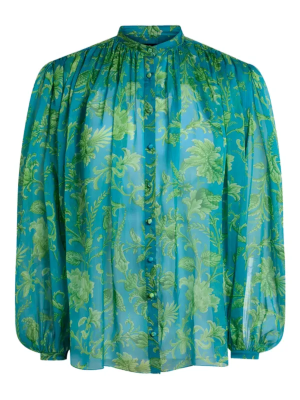 Etro Gathering Floral Top in Blue