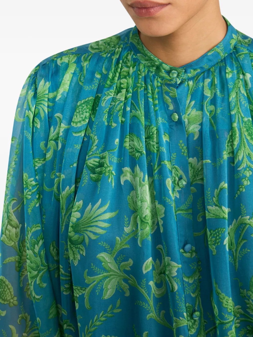 ETRO Gesmockte top met bloemen Blauw