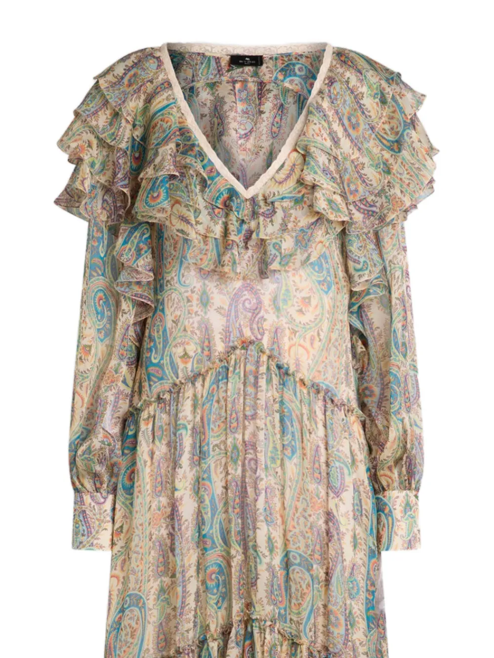 ETRO ruffled-detail paisley-print silk maxi dress Beige