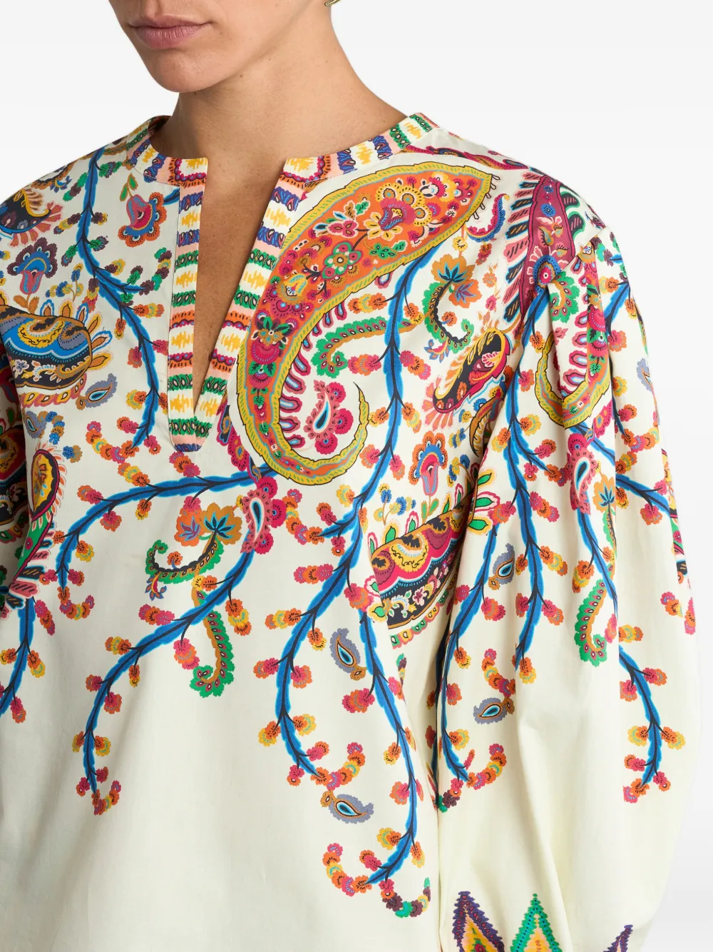 ETRO Katoenen top met paisley-print Beige