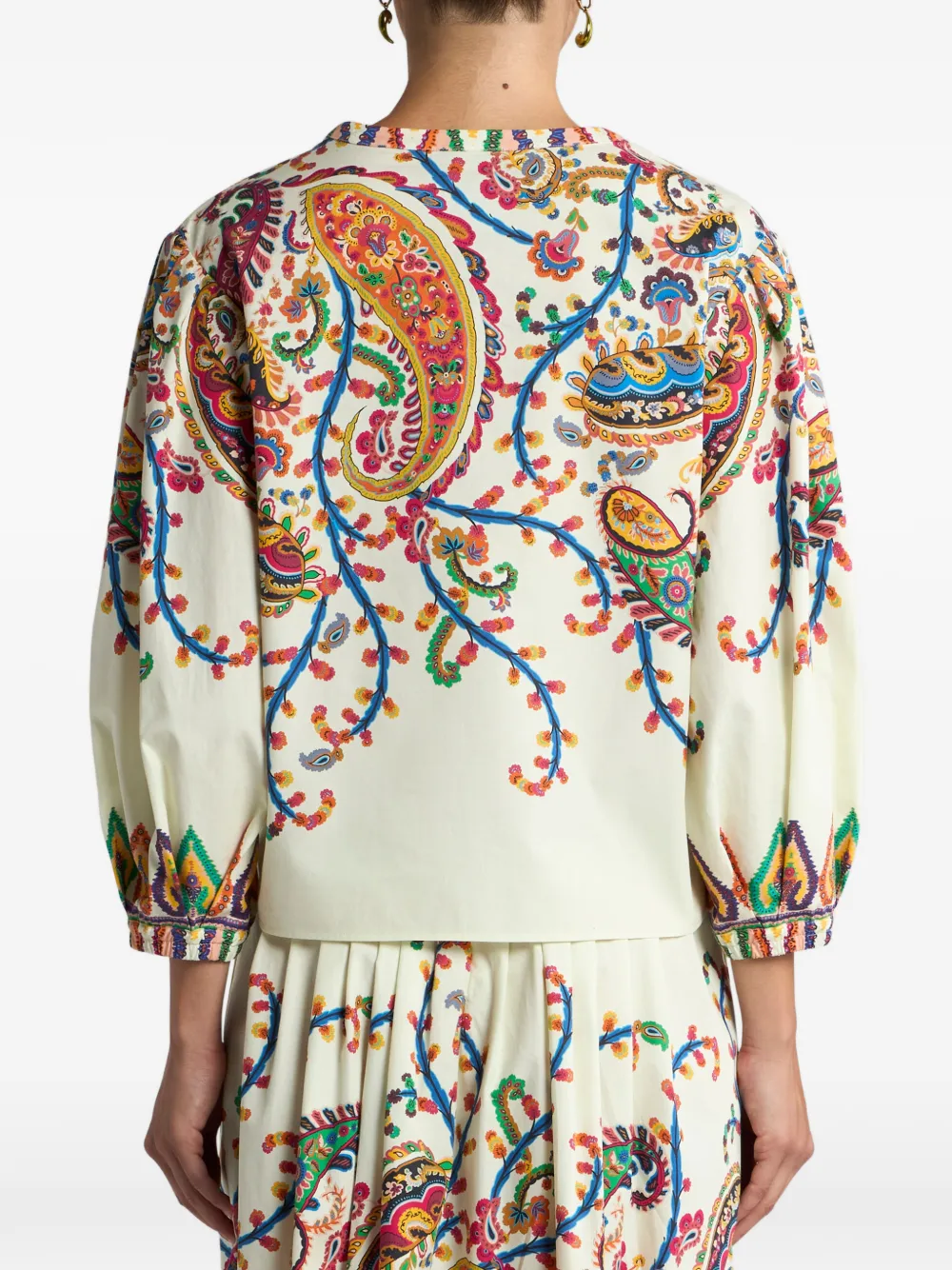 ETRO Katoenen top met paisley-print Beige