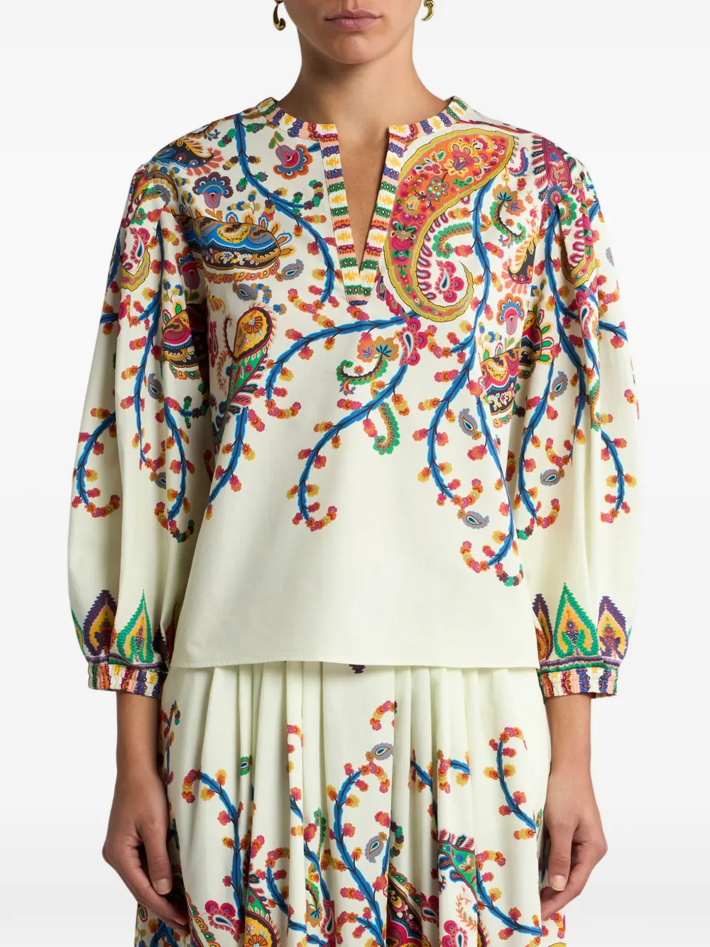 ETRO Katoenen top met paisley-print Beige