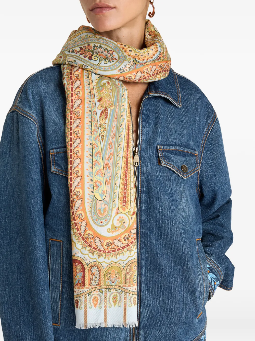 ETRO Sjaal met bloemenprint Beige
