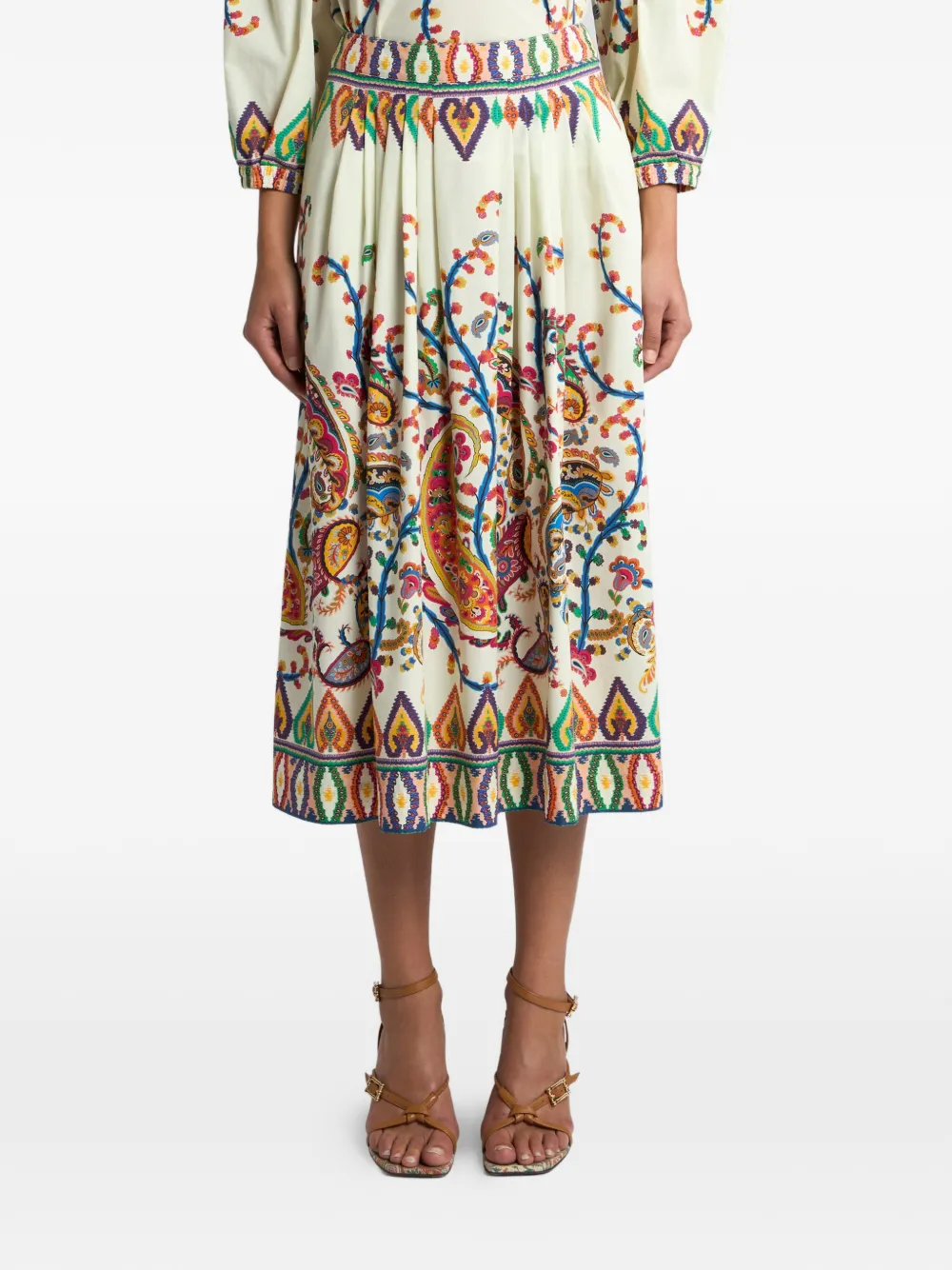 Etro Floral Paisley-print Pleated Midi Skirt In Multi