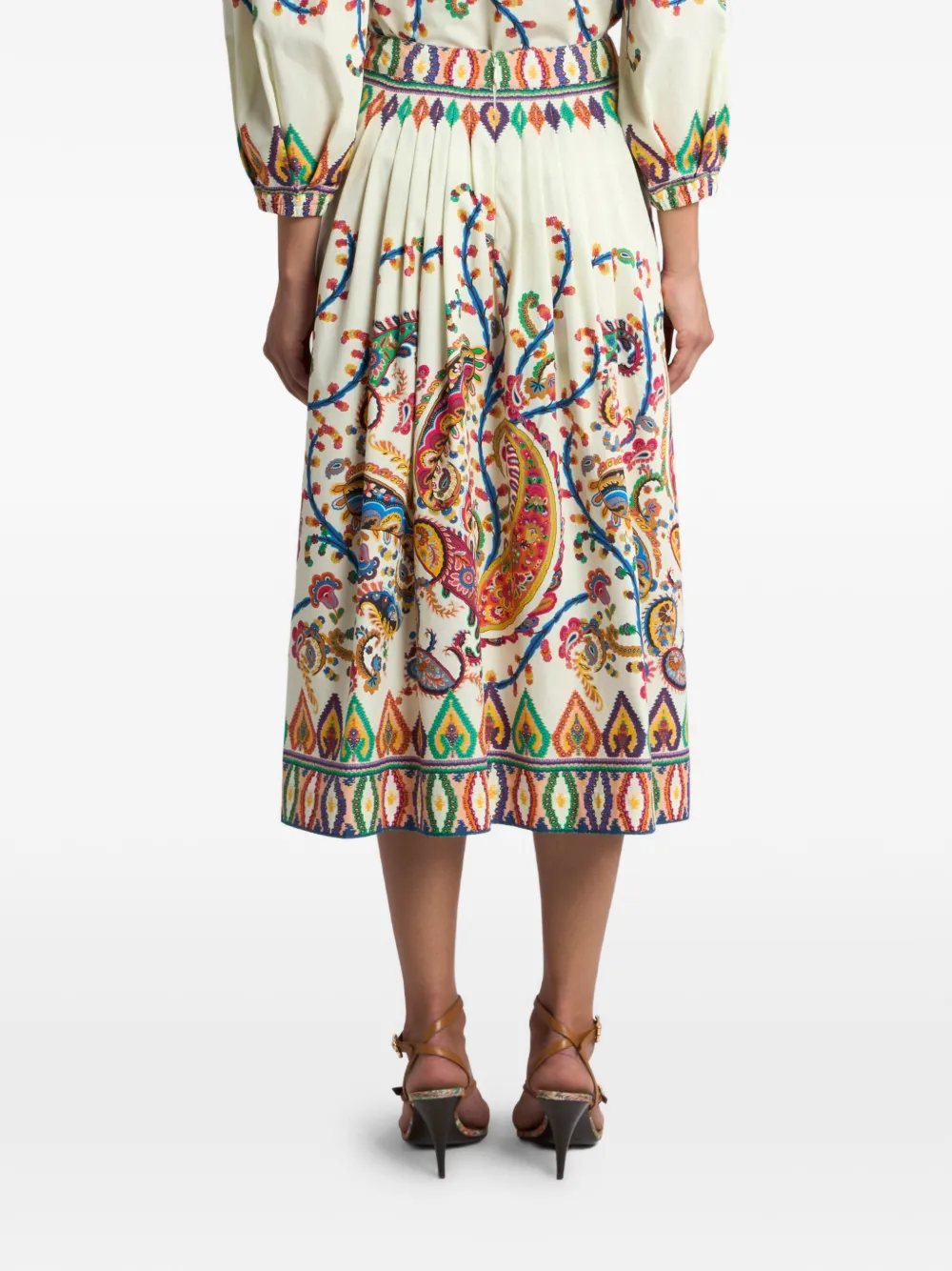 Etro Floral Paisley-print Pleated Midi Skirt In Multi
