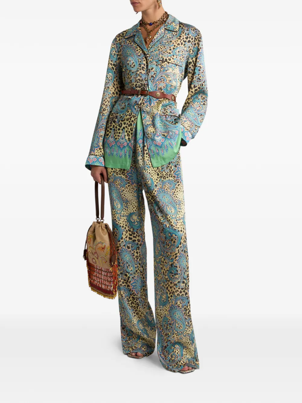 ETRO animal paisley-print trousers - Bruin