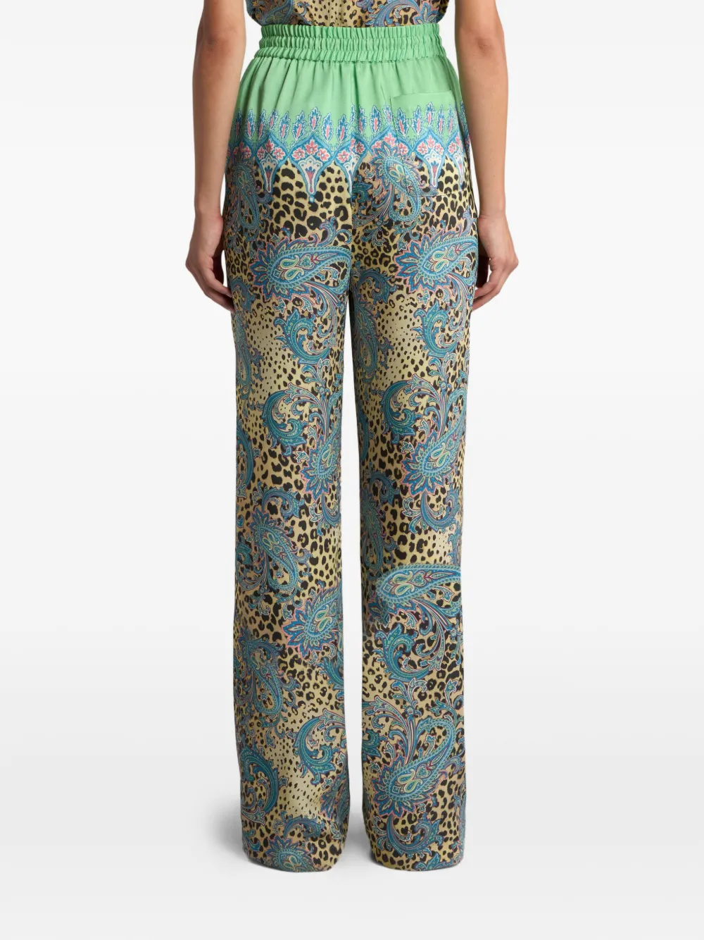 ETRO Broek met wijde pijpen en paisley- en dieren-print Bruin