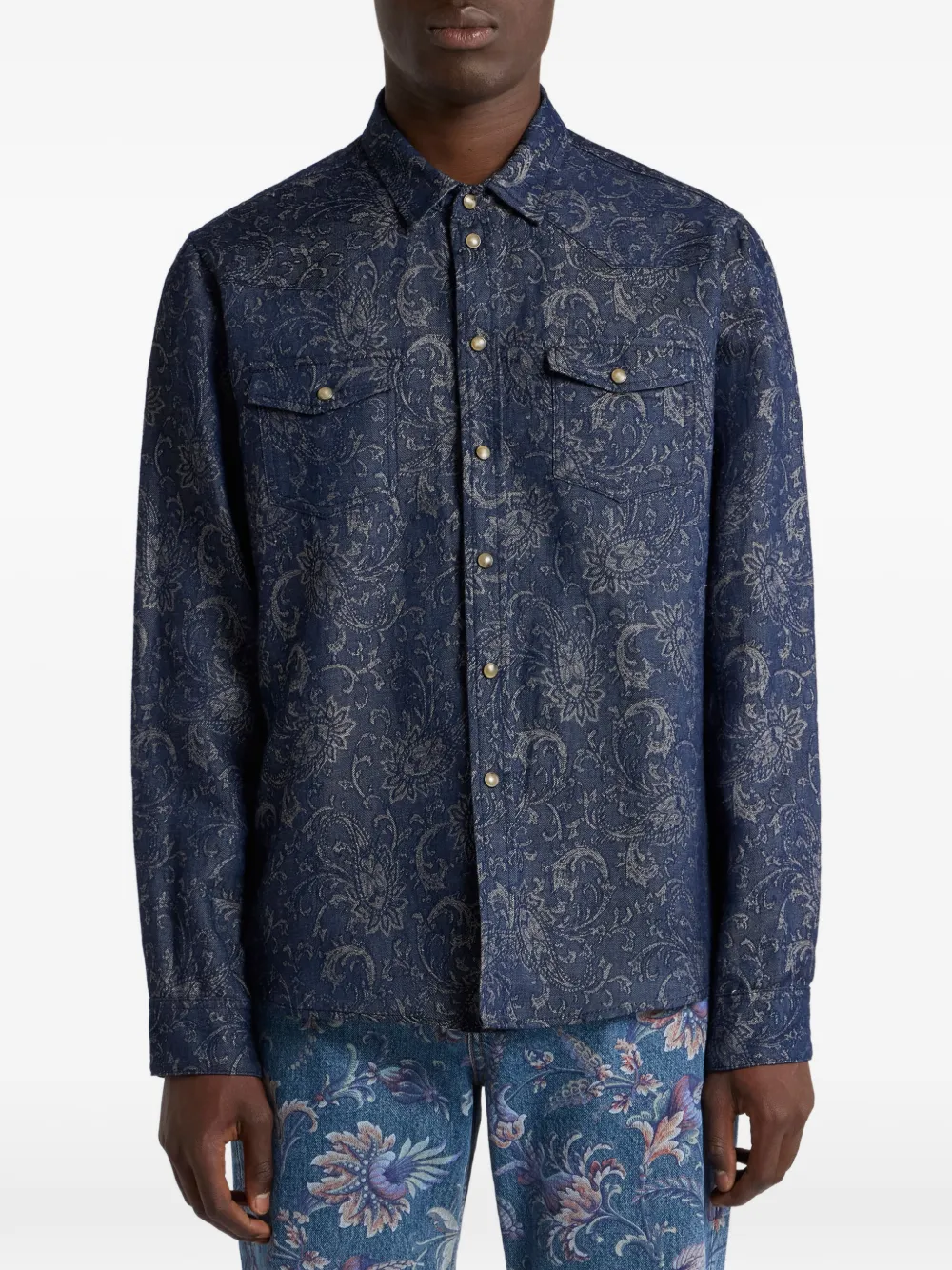 ETRO Overhemd met paisley-jacquard Blauw
