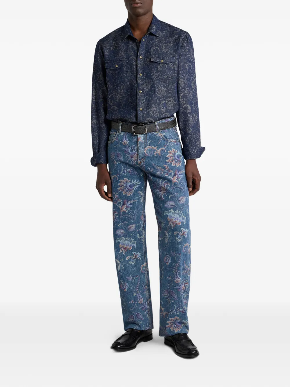 ETRO paisley-jacquard shirt - Blauw