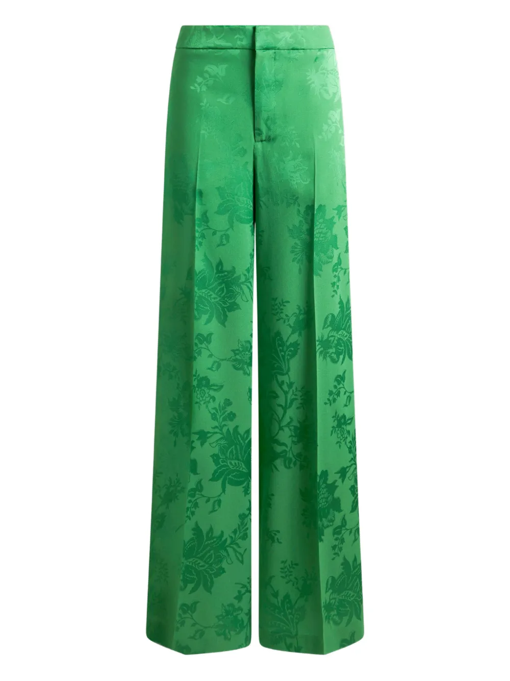 Etro Floral-motif Jacquard Trousers In Green